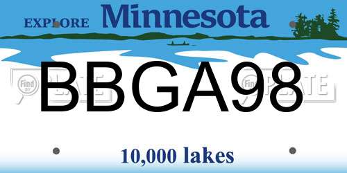 BBGA98 Minnesota License Plate