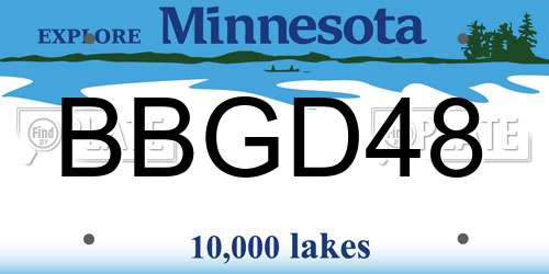 BBGD48 Minnesota License Plate