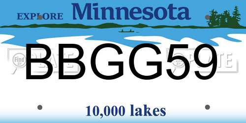 BBGG59 Minnesota License Plate