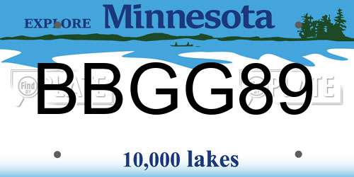 BBGG89 Minnesota License Plate