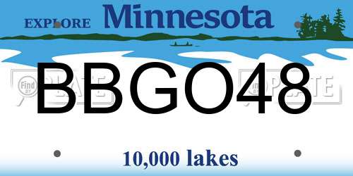 BBGO48 Minnesota License Plate