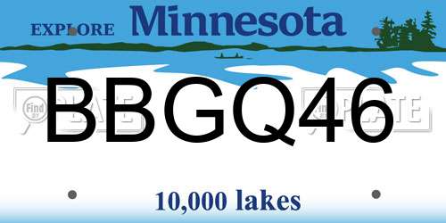 BBGQ46 Minnesota License Plate