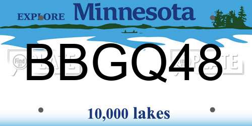 BBGQ48 Minnesota License Plate
