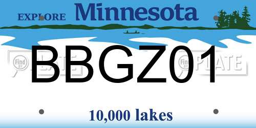 BBGZ01 Minnesota License Plate
