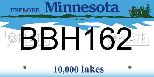 BBH162 Minnesota License Plate