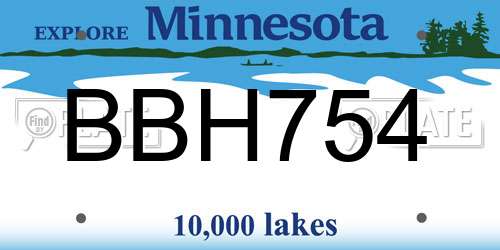 BBH754 Minnesota License Plate