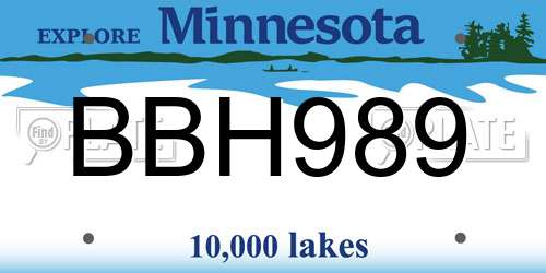BBH989 Minnesota License Plate