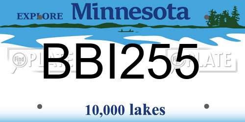 BBI255 Minnesota License Plate
