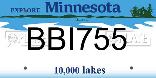 BBI755 Minnesota License Plate