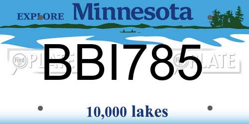 BBI785 Minnesota License Plate