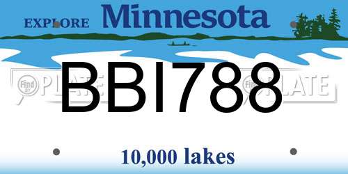 BBI788 Minnesota License Plate