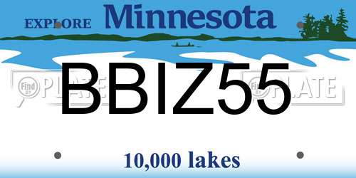 BBIZ55 Minnesota License Plate