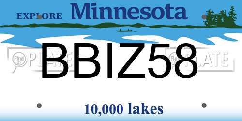 BBIZ58 Minnesota License Plate