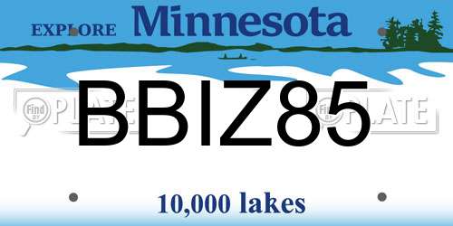 BBIZ85 Minnesota License Plate