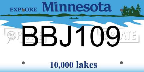 BBJ109 Minnesota License Plate