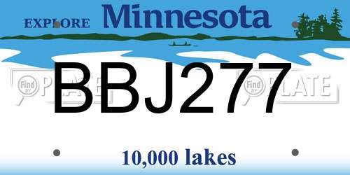 BBJ277 Minnesota License Plate