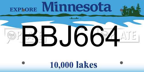BBJ664 Minnesota License Plate