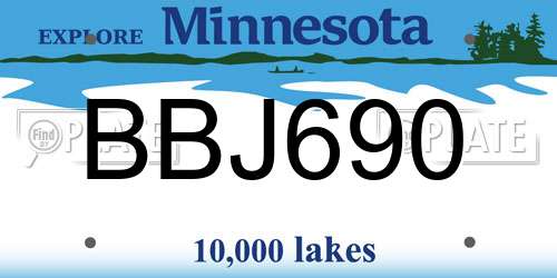 BBJ690 Minnesota License Plate