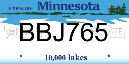 BBJ765 Minnesota License Plate
