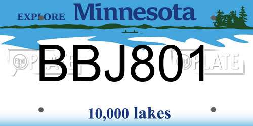 BBJ801 Minnesota License Plate
