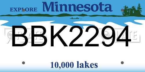 BBK2294 Minnesota License Plate