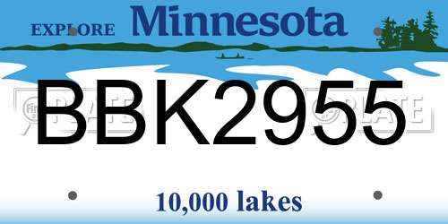 BBK2955 Minnesota License Plate