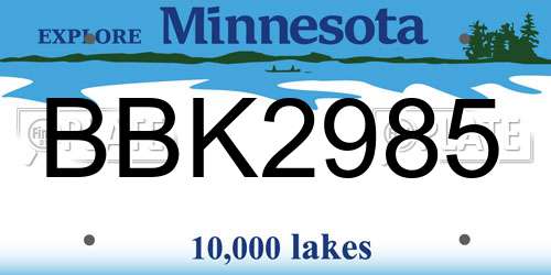 BBK2985 Minnesota License Plate