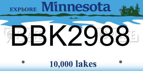 BBK2988 Minnesota License Plate