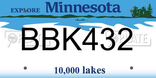 BBK432 Minnesota License Plate