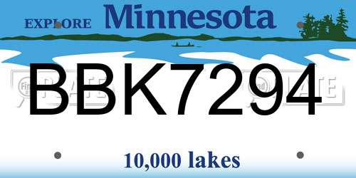 BBK7294 Minnesota License Plate