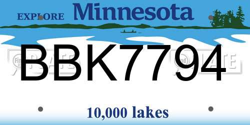 BBK7794 Minnesota License Plate