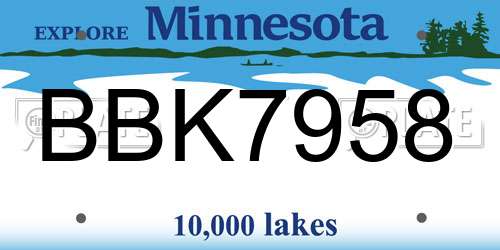 BBK7958 Minnesota License Plate