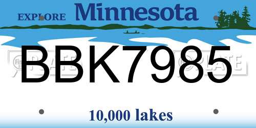 BBK7985 Minnesota License Plate