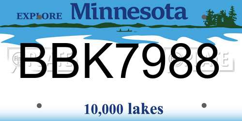 BBK7988 Minnesota License Plate