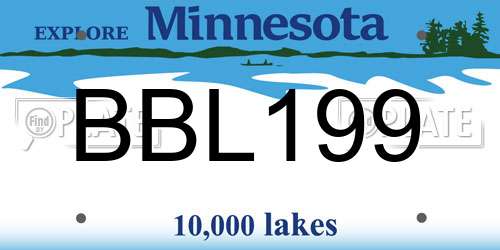 BBL199 Minnesota License Plate