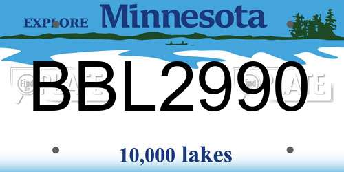 BBL2990 Minnesota License Plate
