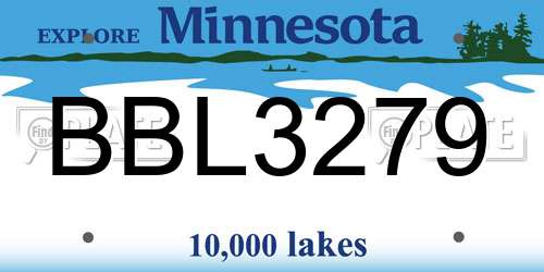 BBL3279 Minnesota License Plate