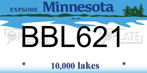 BBL621 Minnesota License Plate
