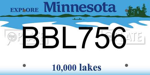 BBL756 Minnesota License Plate