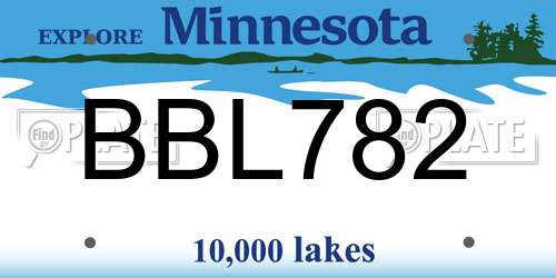 BBL782 Minnesota License Plate
