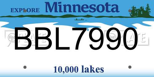 BBL7990 Minnesota License Plate