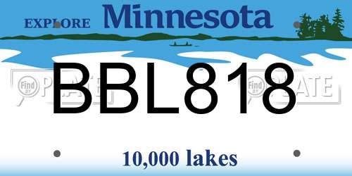 BBL818 Minnesota License Plate