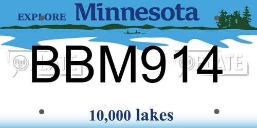 BBM914 Minnesota License Plate