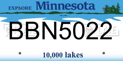 BBN5022 Minnesota License Plate