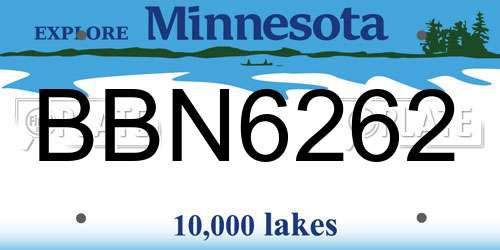 BBN6262 Minnesota License Plate