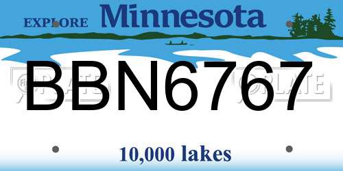 BBN6767 Minnesota License Plate