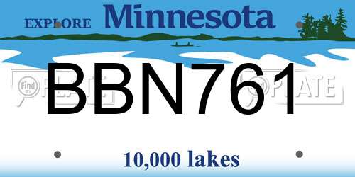BBN761 Minnesota License Plate