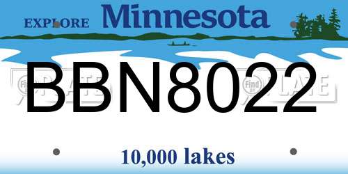 BBN8022 Minnesota License Plate