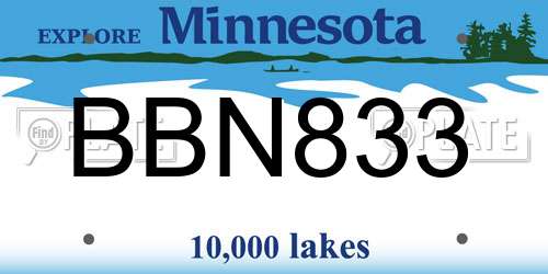 BBN833 Minnesota License Plate
