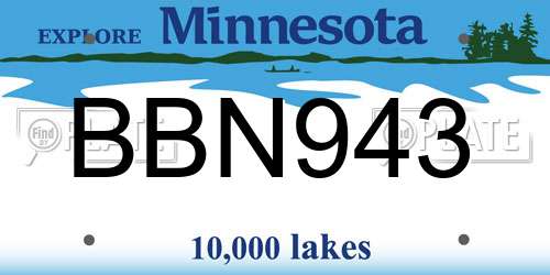 BBN943 Minnesota License Plate